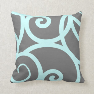 Light teal and grey abstract pattern pillow