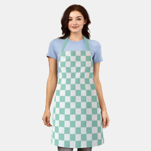Light Teal and White Checkered Apron