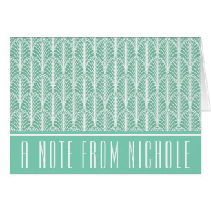Light Teal and White Deco Palm Pattern Note Card