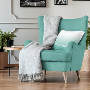 Light Teal and White Gradient Modern Calligraphy Cushion