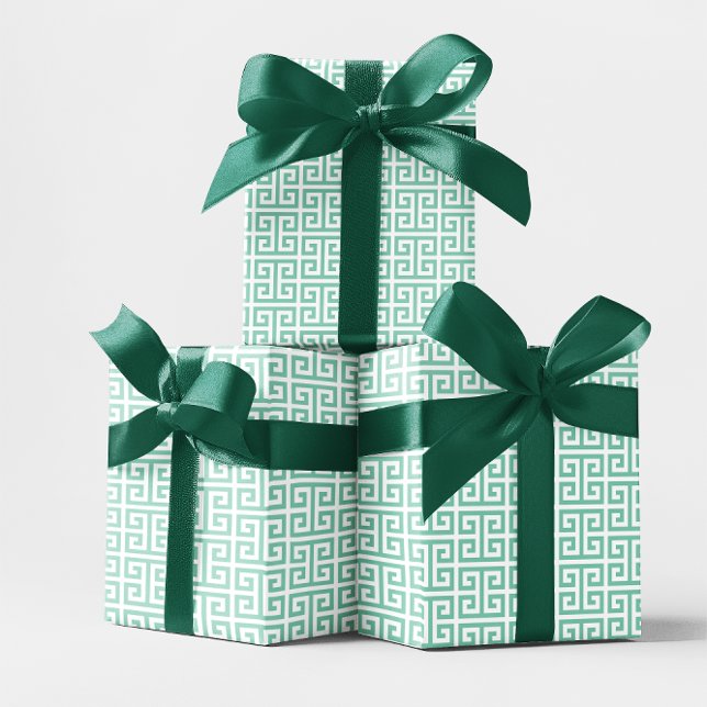 Light Teal and White Greek Key Pattern Wrapping Paper (Light Teal and White Greek Key Pattern Wrapping Paper)