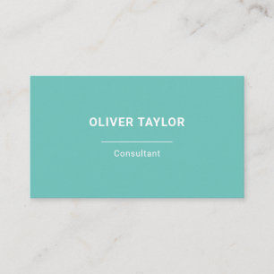 Light Teal And White Minimalist Custom Name Text Business Card