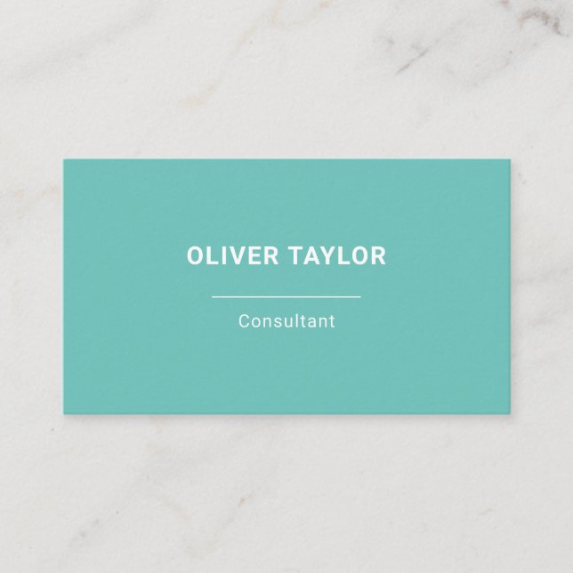Light Teal And White Minimalist Custom Name Text Business Card (Front)