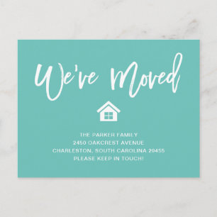 Light Teal and White   Moving Announcement Postcard