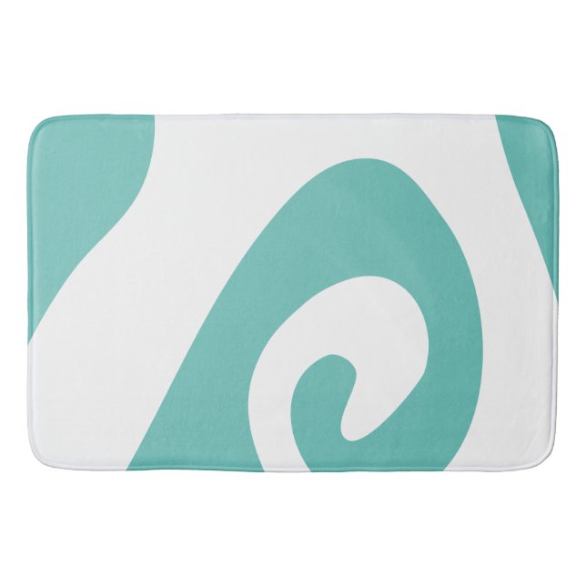 Light Teal and White Swirl Wave Bath Mat (Front)