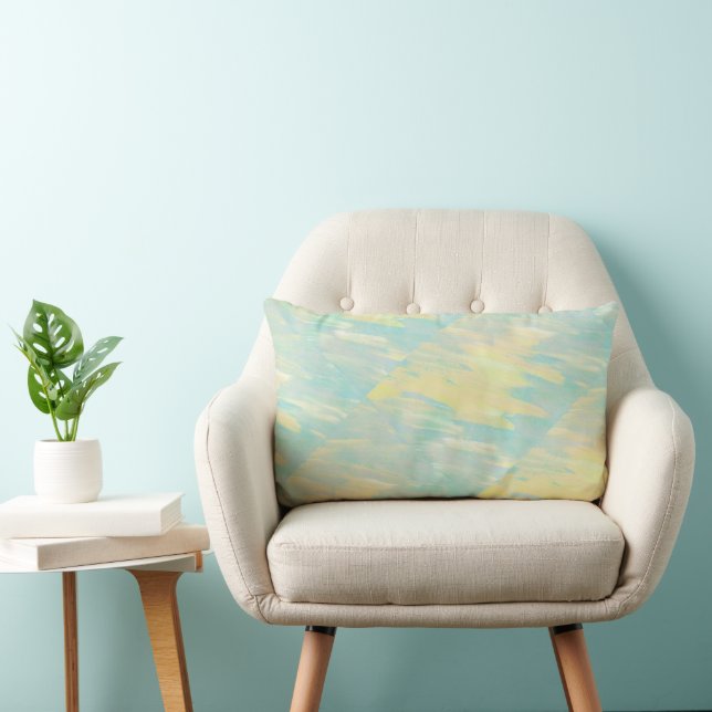 Light Teal and Yellow Abstract Throw Pillow (Chair)