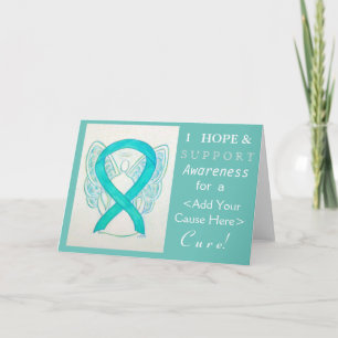 Light Teal Awareness Ribbon Custom Cause Cards