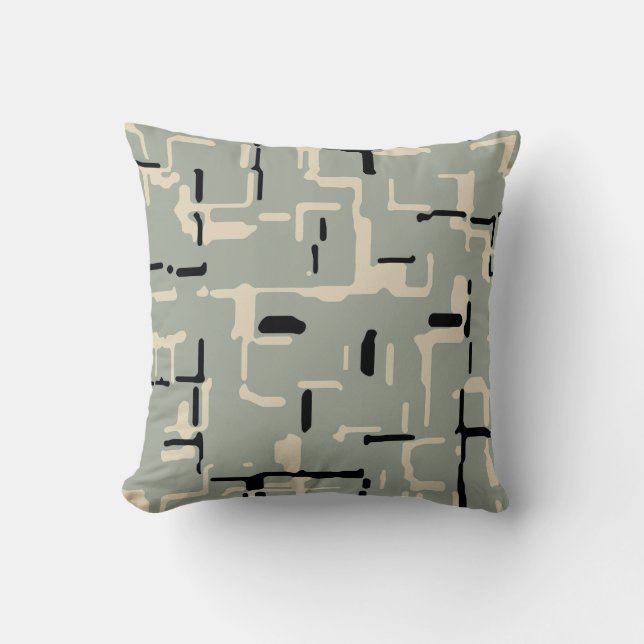 Light Teal Black Beige Modern Cushion (Front)
