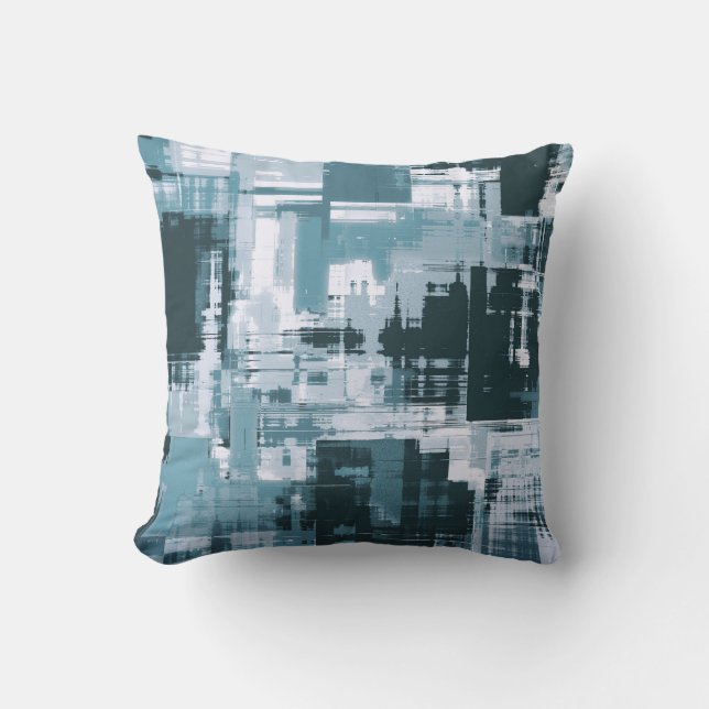 Light Teal Blue Green Abstract Trendy Cushion (Front)