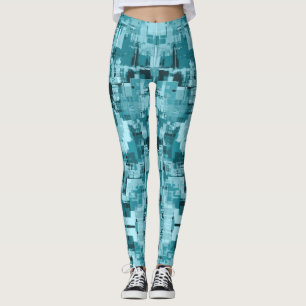 Light Teal Blue Green Abstract Trendy Leggings