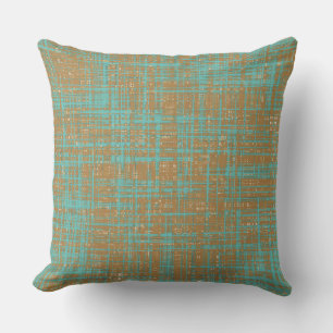 Light Teal Brown Beige Abstract Modern Cushion