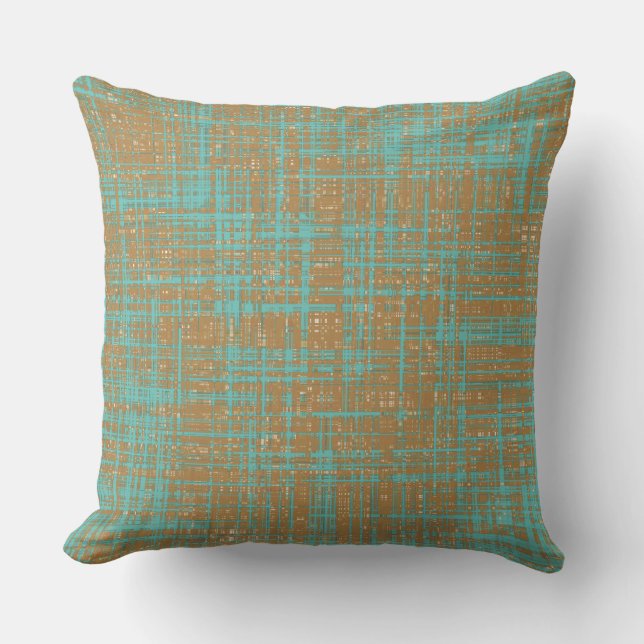 Light Teal Brown Beige Abstract Modern Cushion (Front)