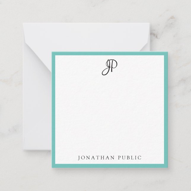 Light Teal Colour Handwritten Monogram Template (Front)