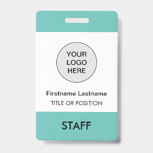 Light Teal Company Logo Employee Name Badge ID Badge