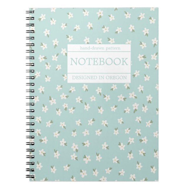 Light Teal floral  Notebook (Front)