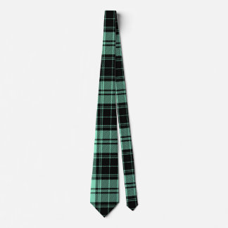Light Teal Green and Black Tartan Plaid Pattern Tie
