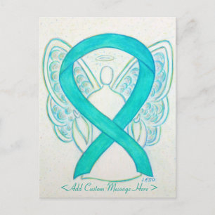 Light Teal Green Awareness Ribbon Angel Postcard