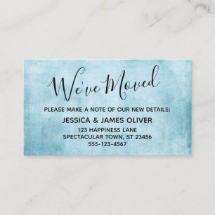 Light Teal Grunge "We've Moved" Enclosure Card