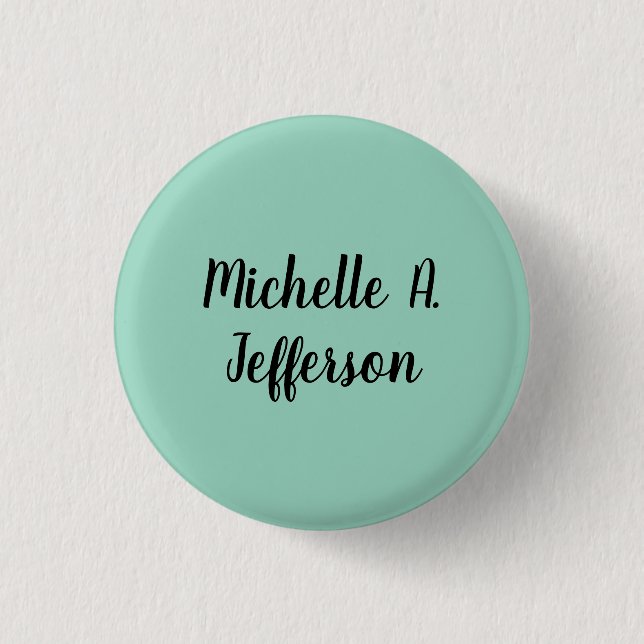 Light Teal Handwriting Creative Trendy Name 3 Cm Round Badge (Front)