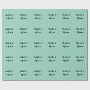 Light Teal Handwriting Creative Trendy Name Wrapping Paper