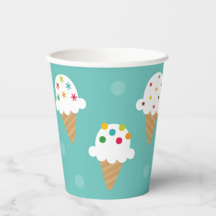 Light Teal Ice Cream Cone Party Paper Cup