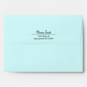 Light teal minimalist custom return address envelope
