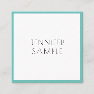 Light Teal Modern Elegant Minimalist Template Square Business Card