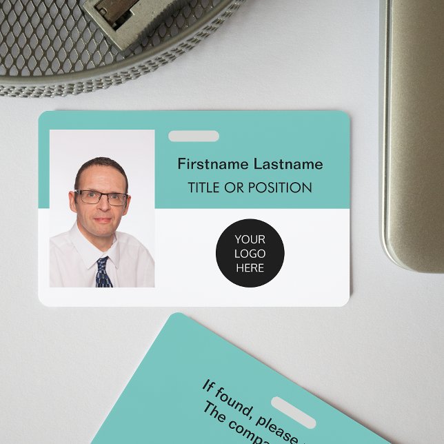 Light Teal Photo ID Name Badge (Creator Uploaded)