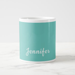 Light Teal Trendy Modern Minimalist Chic Name Large Coffee Mug