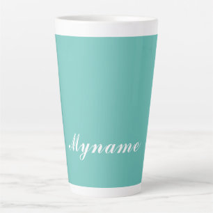 Light Teal Trendy Modern Minimalist Chic Name Latte Mug