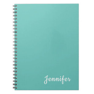 Light Teal Trendy Modern Minimalist Chic Name Notebook