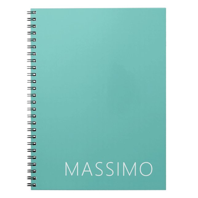 Light Teal Trendy Modern Minimalist Chic Name Notebook (Front)