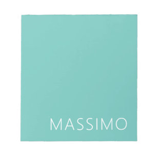 Light Teal Trendy Modern Minimalist Chic Name Notepad