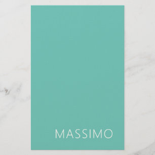 Light Teal Trendy Modern Minimalist Chic Name Stationery