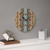 Light Teal Turquoise Blue Orange Brown Tribal Art