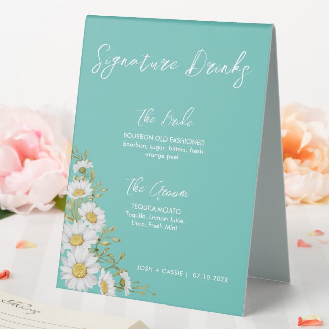 Light Teal & White Daisies Signature Drinks   (In SItu (Wedding))