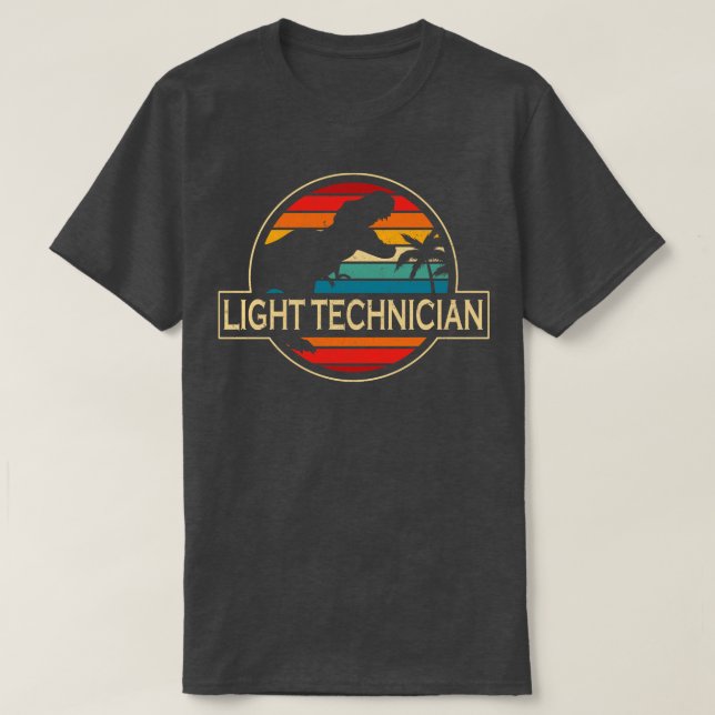 Light Technician Dinosaur T-Shirt (Design Front)