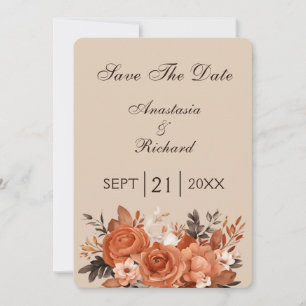 Light Terracotta and Burnt Orange Save the Date