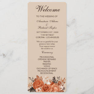 Light Terracotta and Burnt Orange Wedding Program