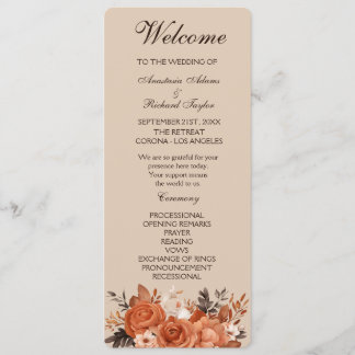 Light Terracotta and Burnt Orange Wedding   Program