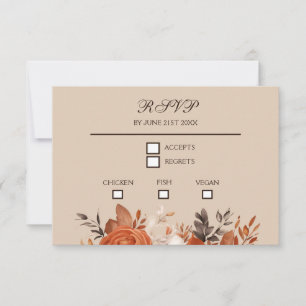 Light Terracotta and Burnt Orange Wedding RSVP Card