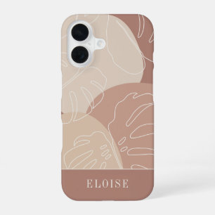 Light Terracotta Boho Tropical Monstera Leaf iPhone 16 Case