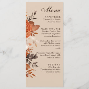 Light Terracotta Burnt Orange Wedding Menu