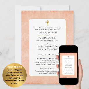 Light Terracotta Catholic Nuptial Mass Wedding Invitation