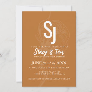 Light Terracotta Cotton Flower Botanical Wedding Invitation