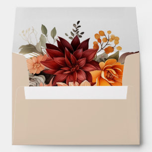 Light Terracotta Fall Floral Wedding Envelopes