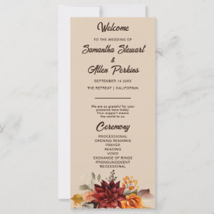 Light Terracotta Fall Floral Wedding Program