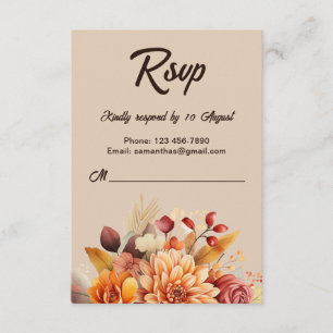 Light Terracotta Fall Floral Wedding RSVP Card