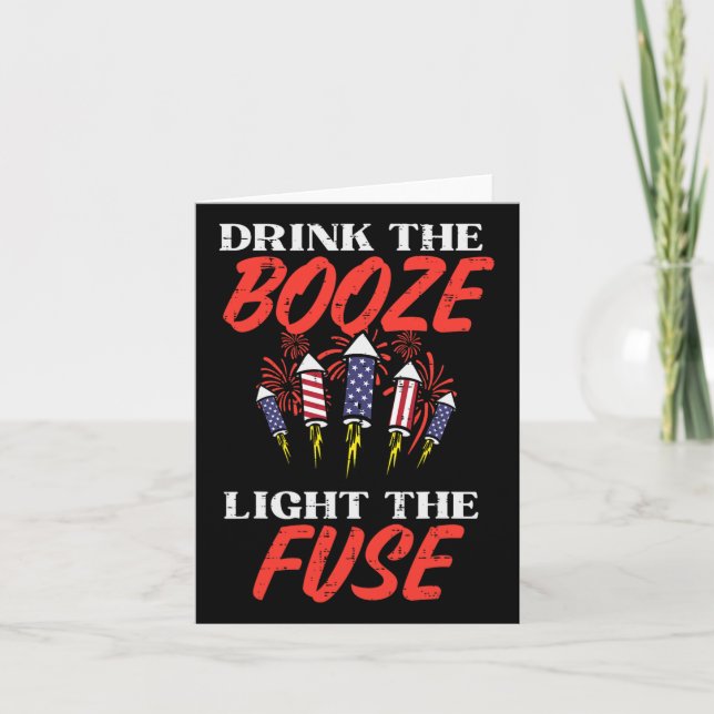 Light The Fuse Fireworks Funny Fourth 4th Of July  Card (Front)
