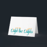 Light the Lights Holiday Card<br><div class="desc">Light the Lights Chanukah card,  typographic design incorporates lit candles.</div>